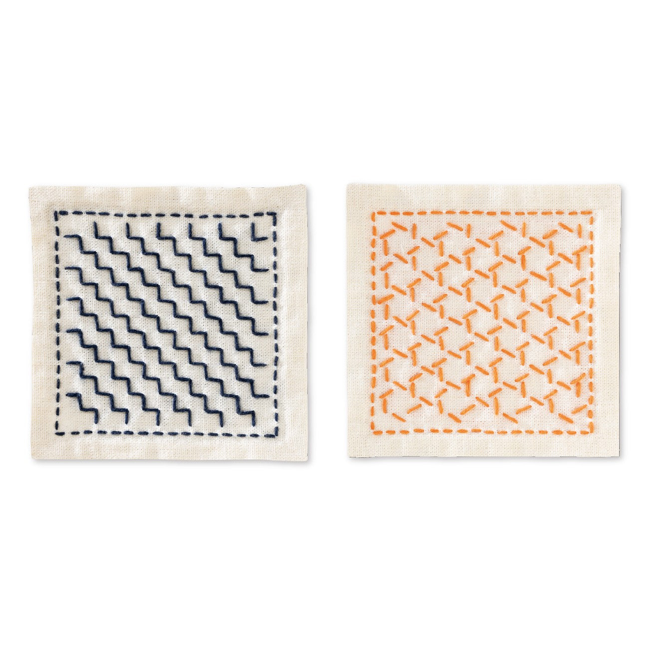 Sashiko Hitome-zashi kit - Coaster 2-piece set Ecru