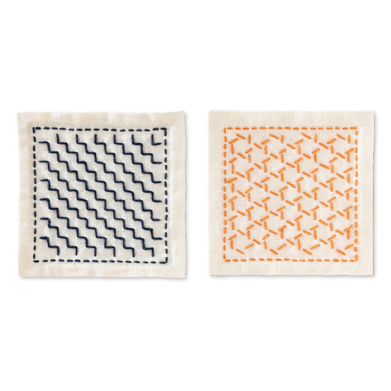 Sashiko Hitome-zashi kit - Coaster 2-piece set Ecru