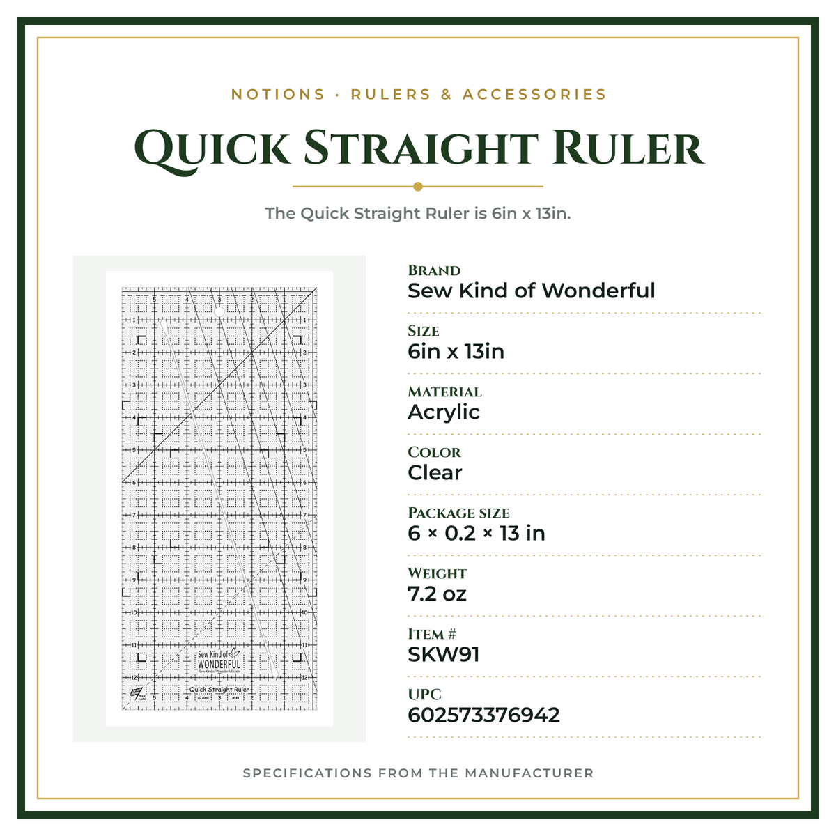 Product Specifications – Quick Straight Ruler
