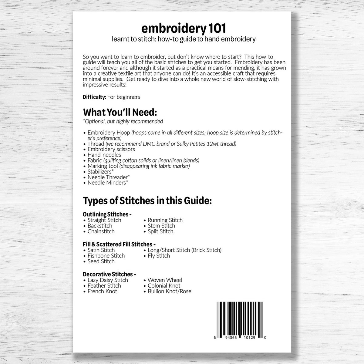 Embroidery 101:  Learn to Stitch