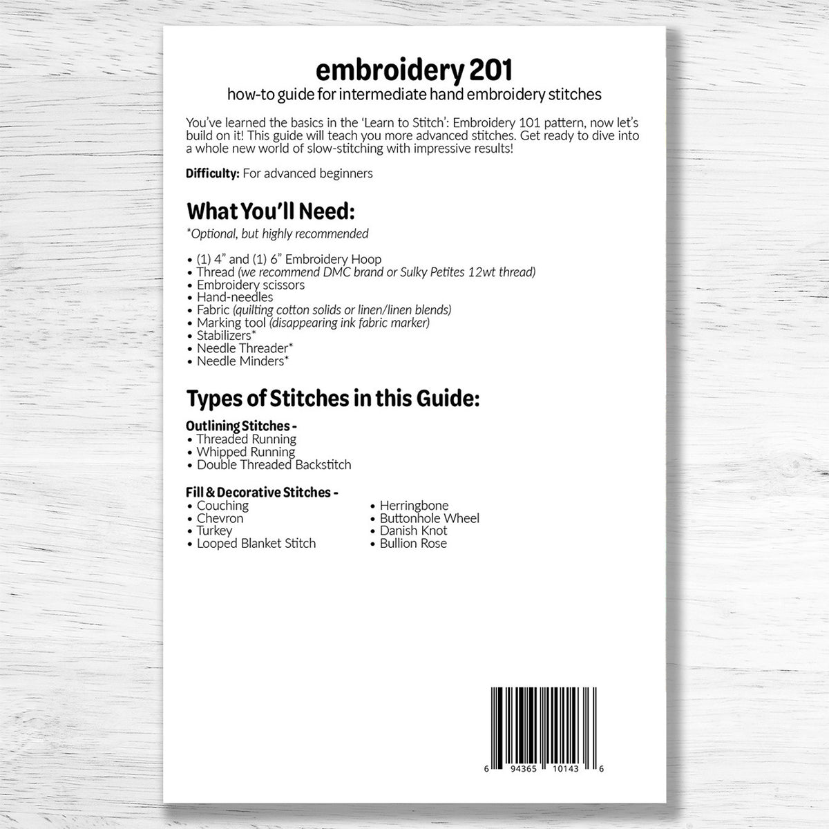 Embroidery 201:  Intermediate Stitches