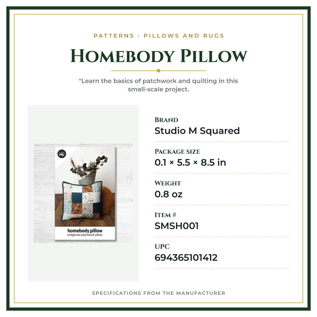 Product Specifications – Homebody Pillow