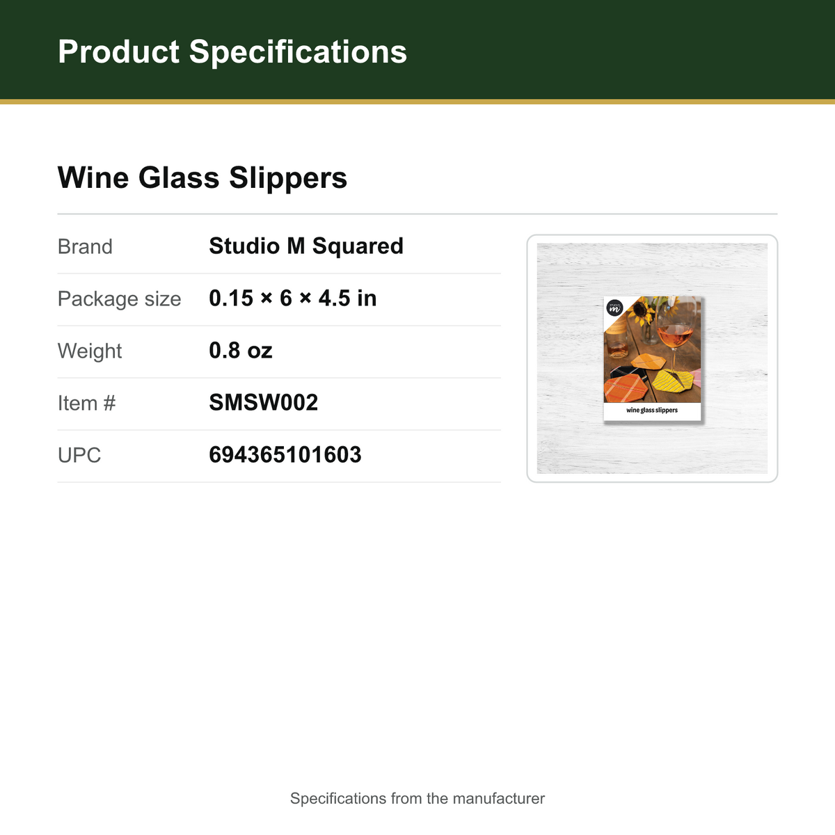 Product Specifications – Wine Glass Slippers