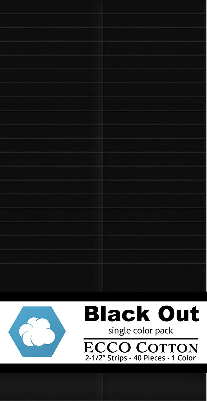 Ecco Cotton Solids Black Out 2.5in Strips 40pc
