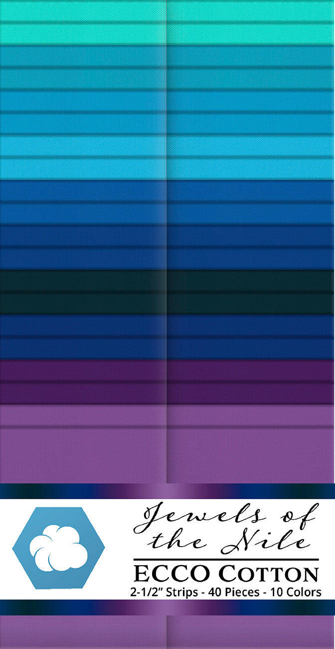 Ecco Cotton Solids Jewels of the Nile 2.5in Strips 40pc