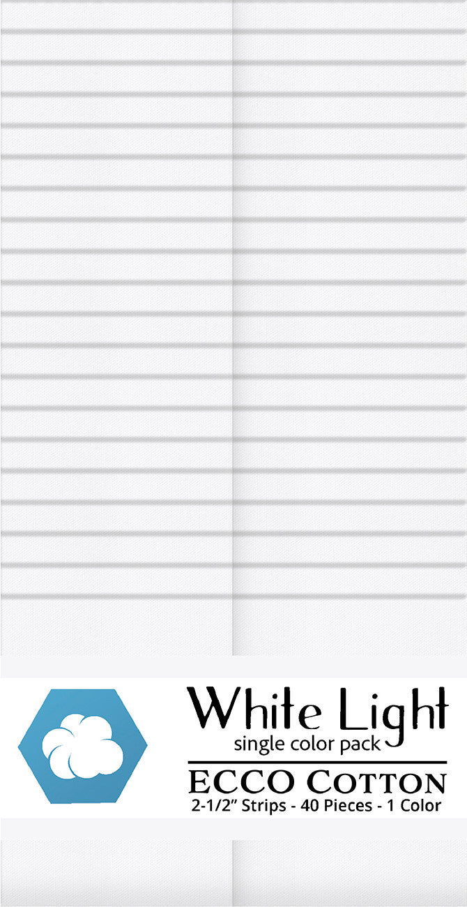 Ecco Cotton Solids White Light 2.5in Strips 40pc