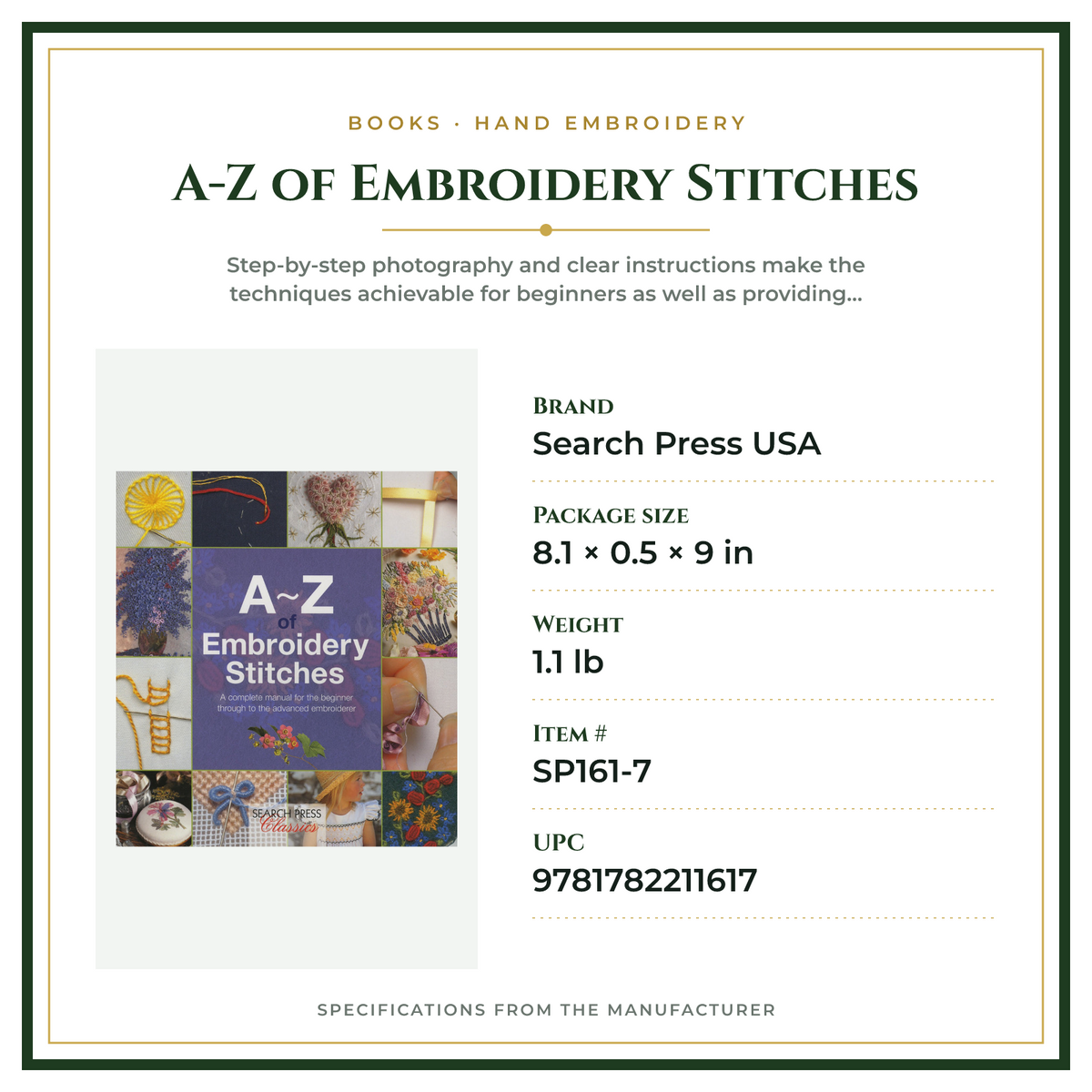 Product Specifications – A-Z of Embroidery Stitches