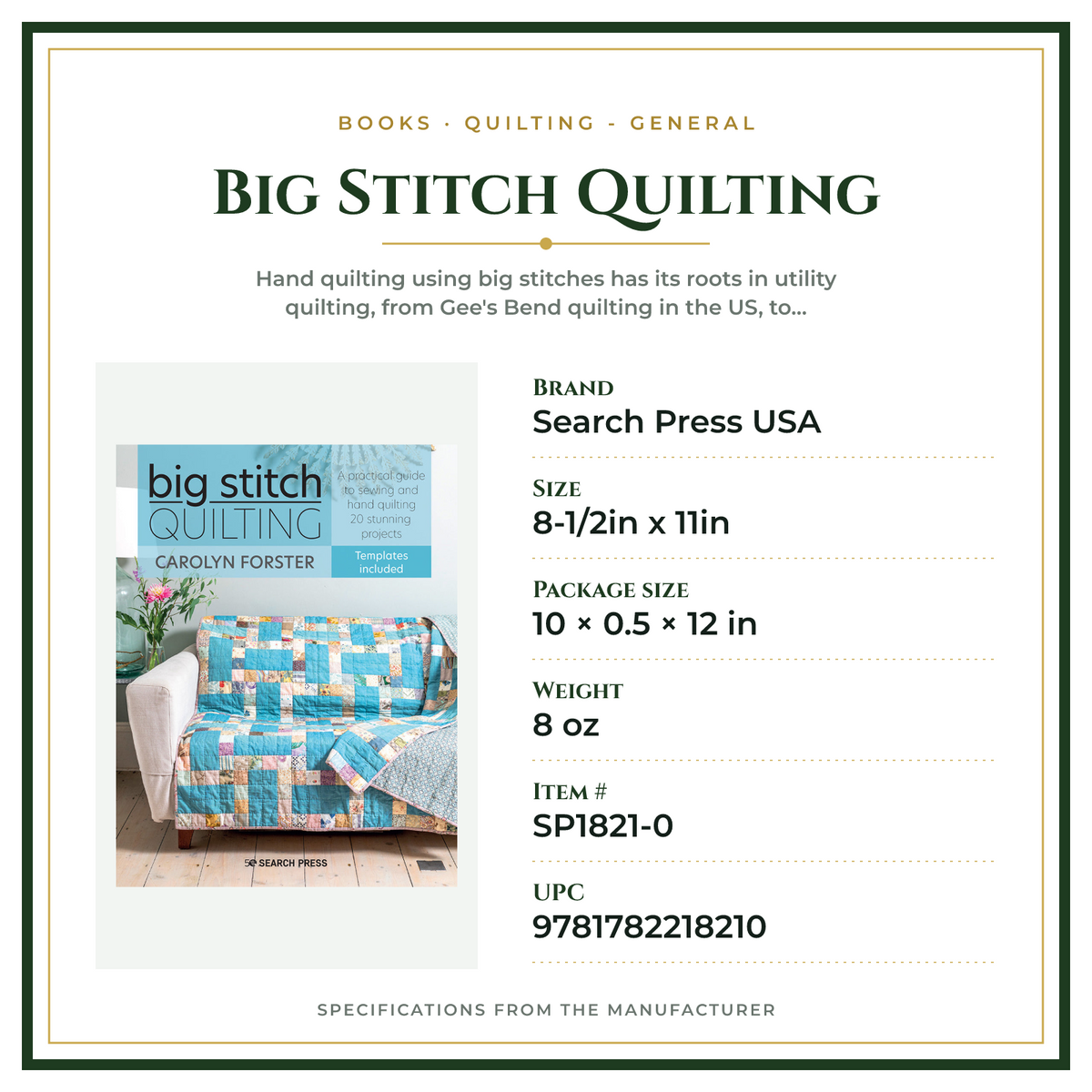 Product Specifications – Big Stitch Quilting
