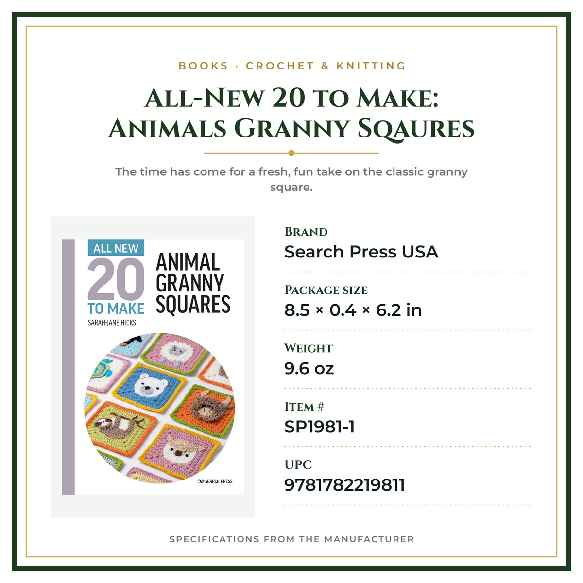 Product Specifications – All-New 20 to Make: Animals Granny Sqaures