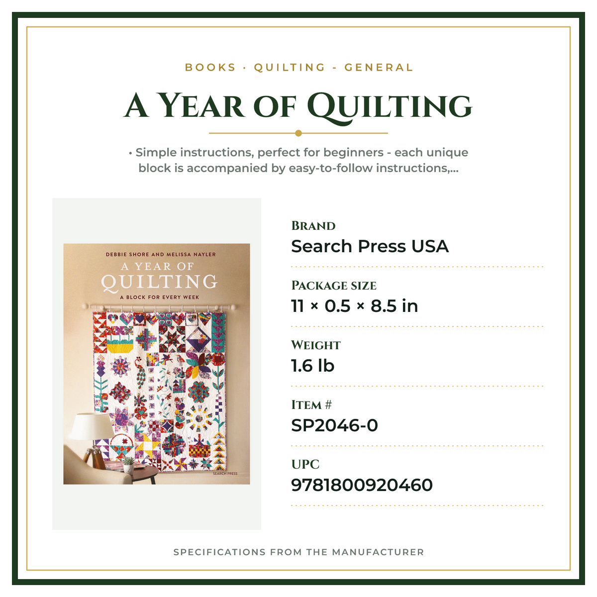 Product Specifications – A Year of Quilting