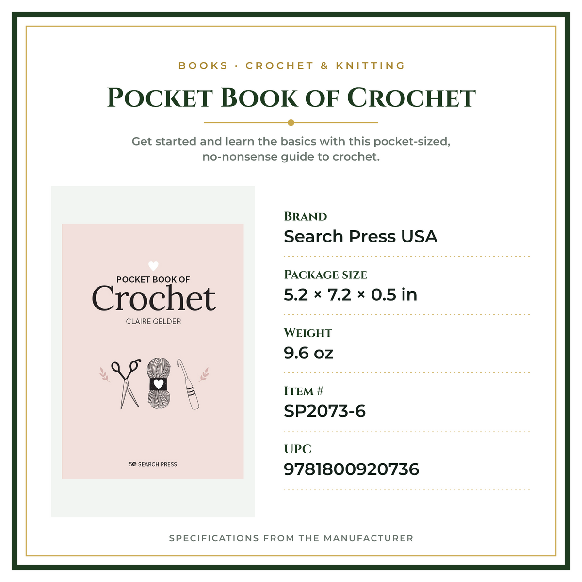 Product Specifications – Pocket Book of Crochet