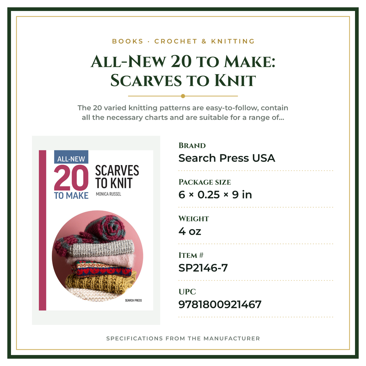 Product Specifications – All-New 20 to Make: Scarves to Knit