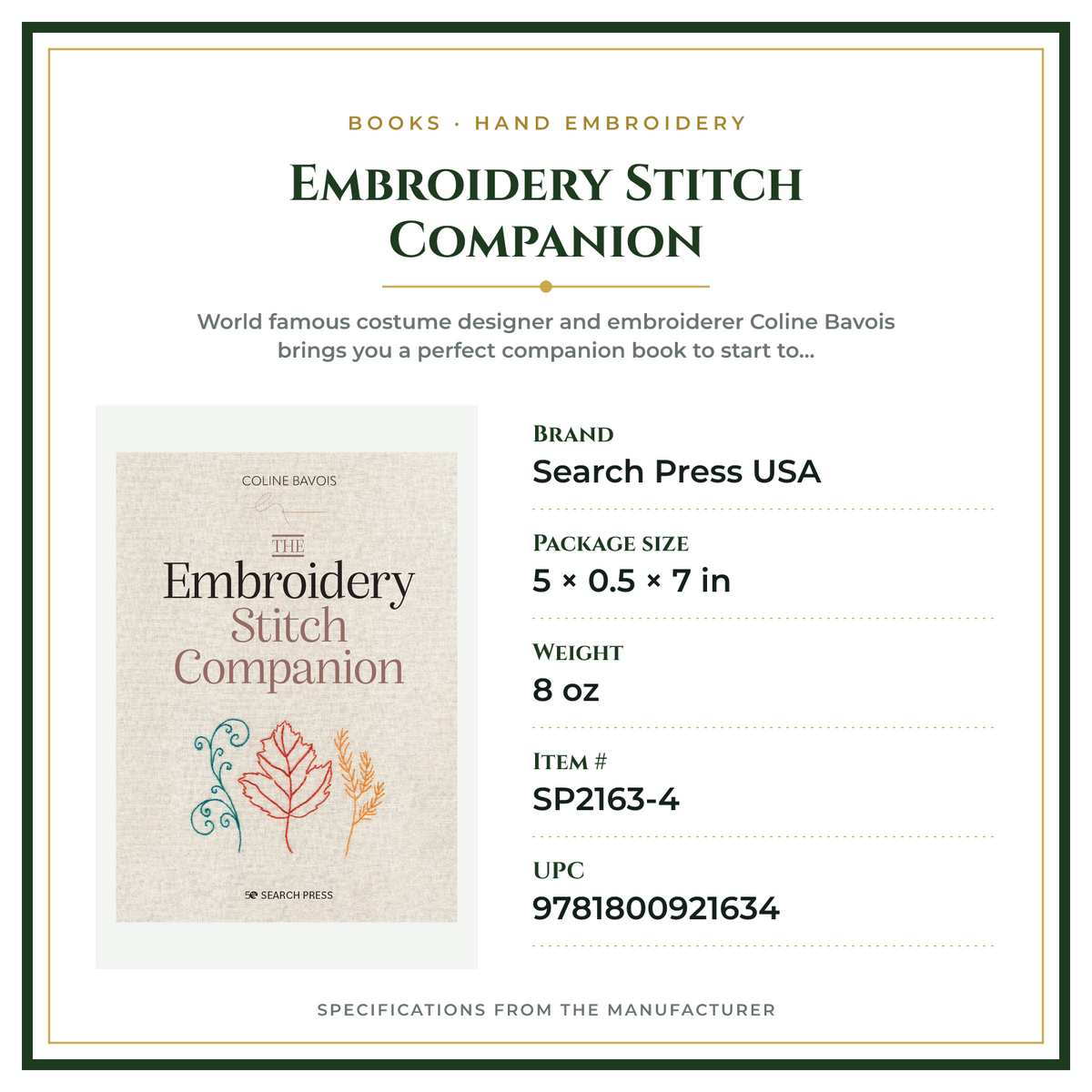 Product Specifications – Embroidery Stitch Companion
