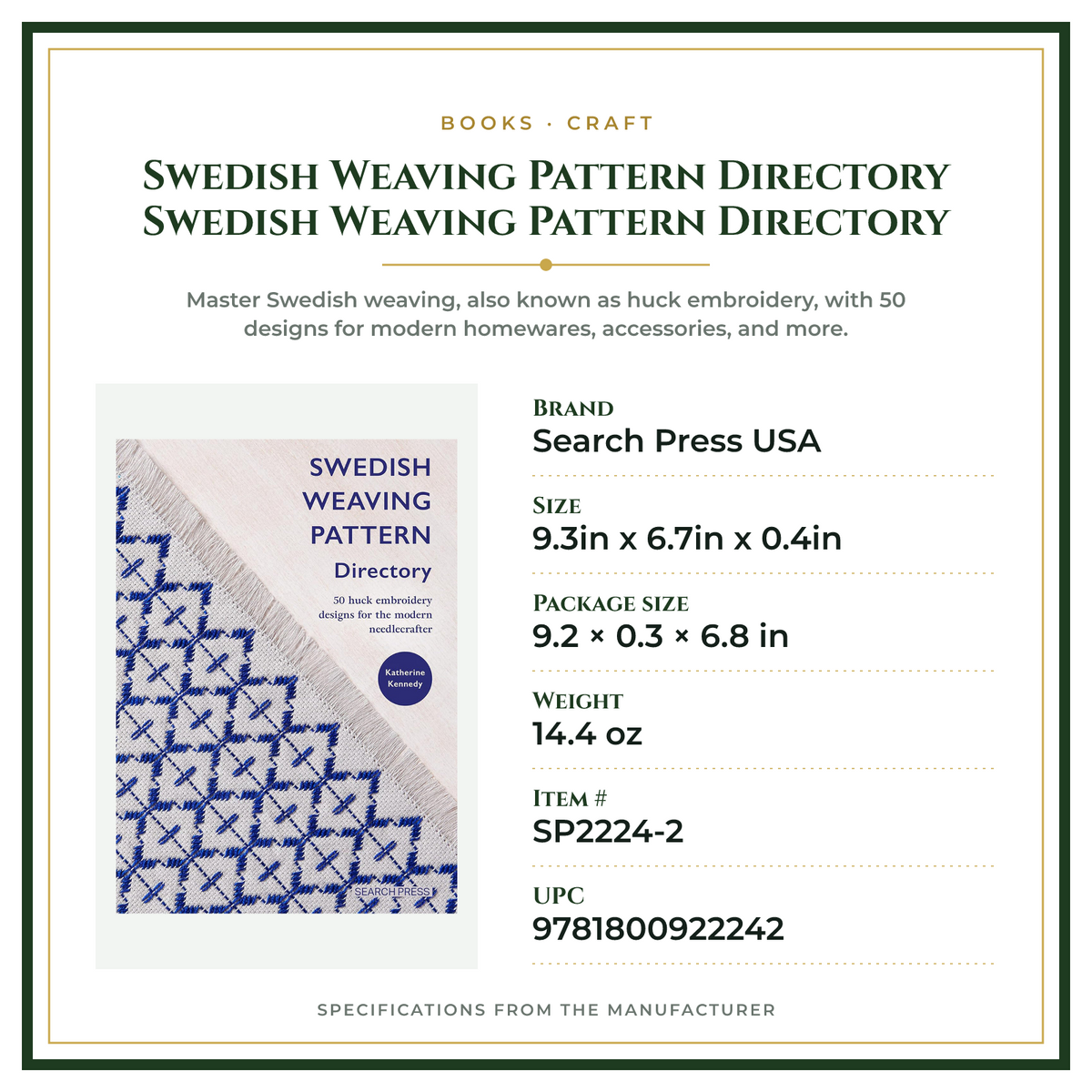 Product Specifications – Swedish Weaving Pattern Directory Swedish Weaving Pattern Directory