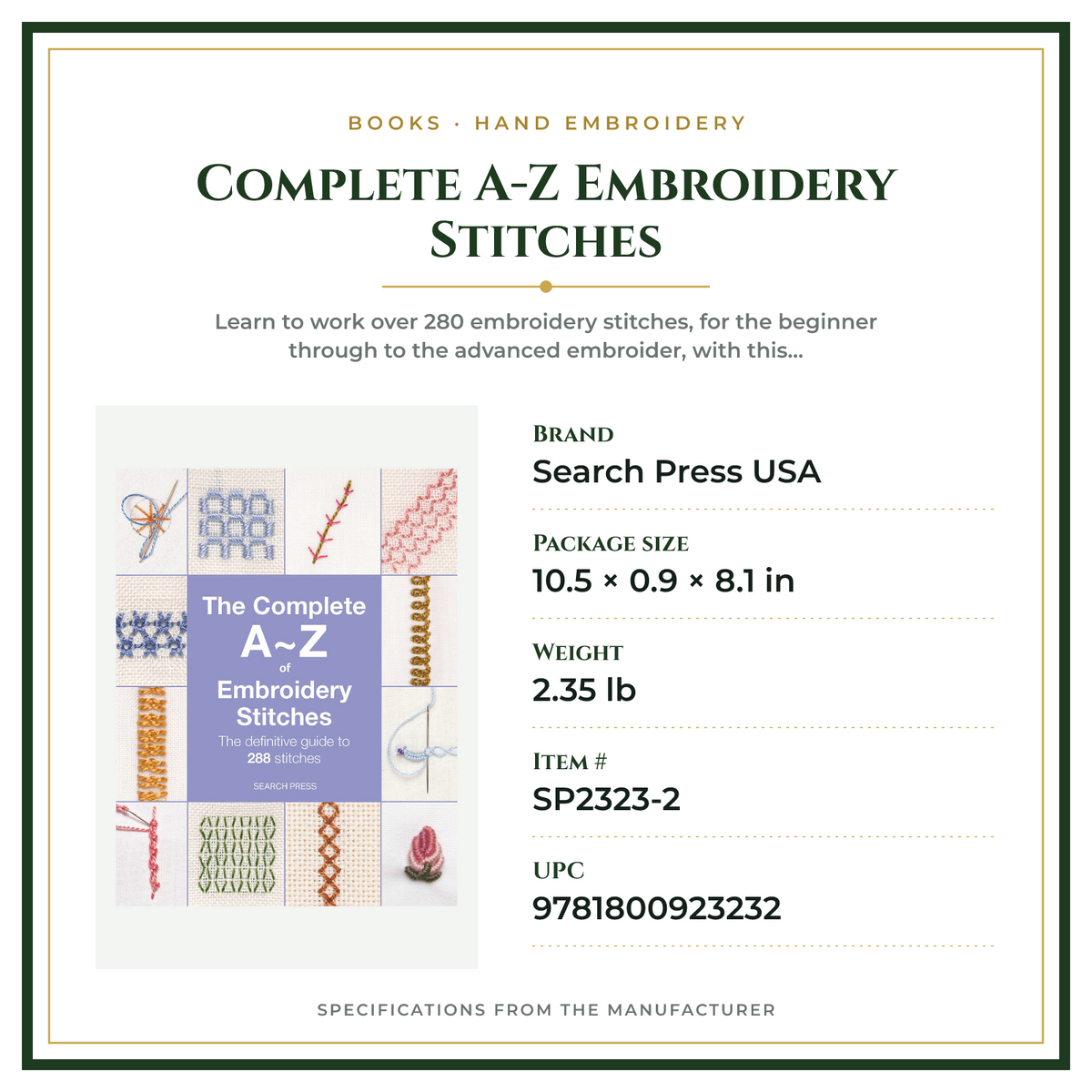 Product Specifications – Complete A-Z Embroidery Stitches