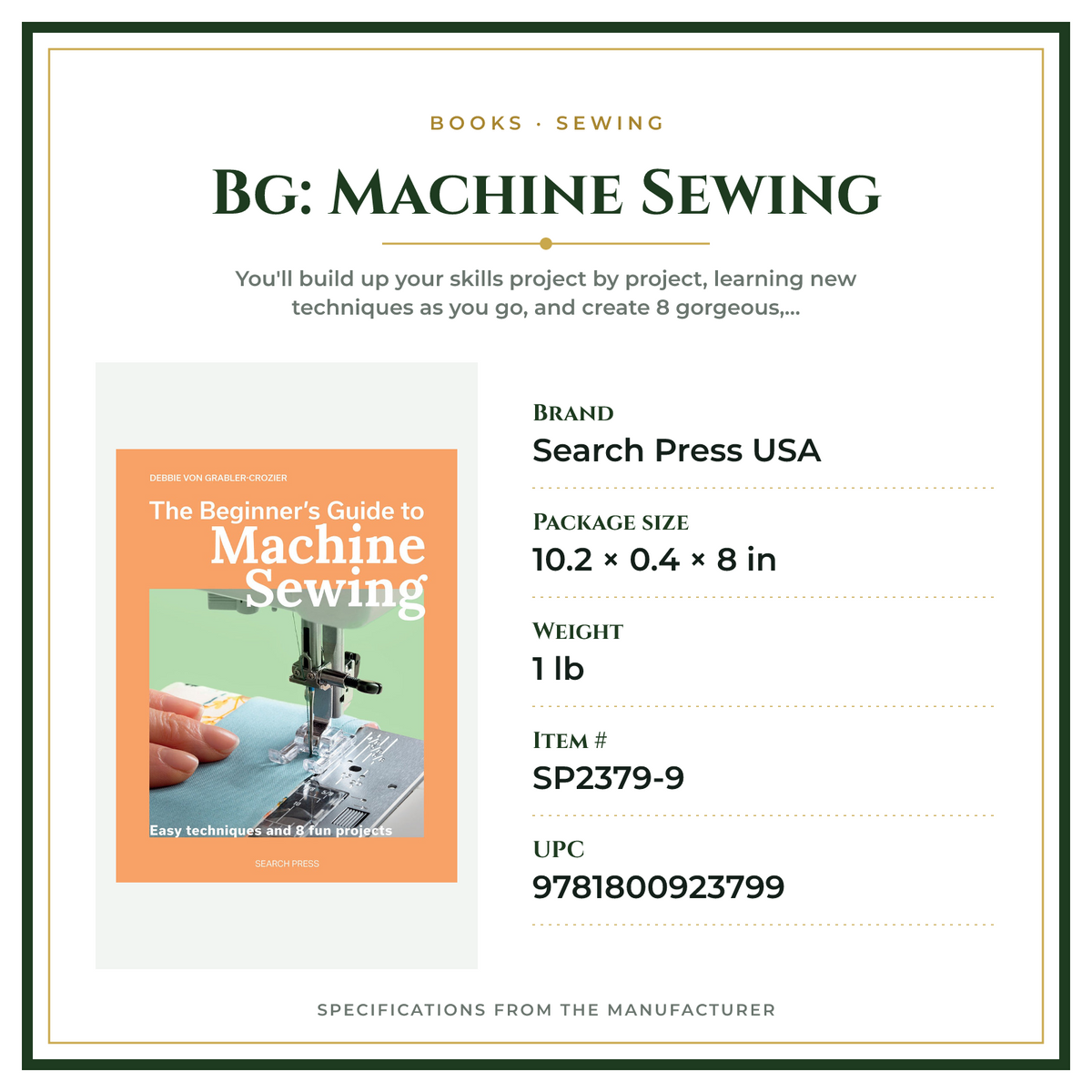 Product Specifications – Bg: Machine Sewing