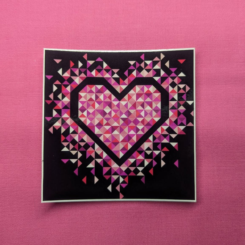 Exploding Heart Pink Sticker 6pk