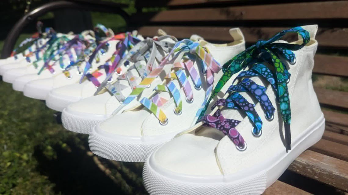 Lace Up Pattern With Purple Aglets