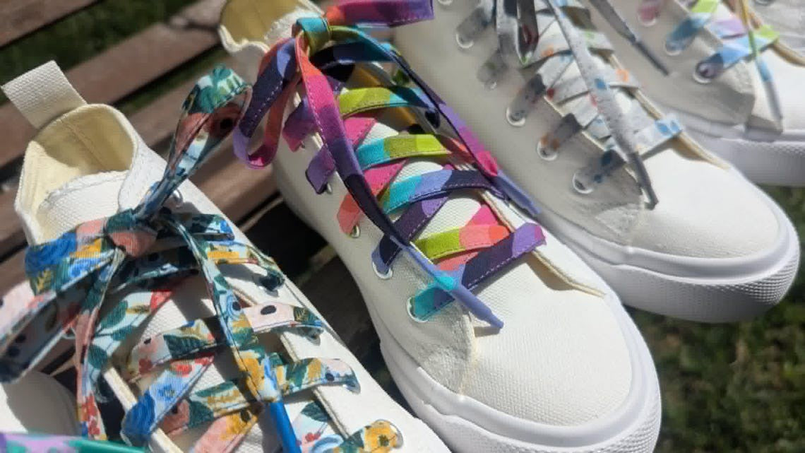 Lace Up Pattern With Purple Aglets