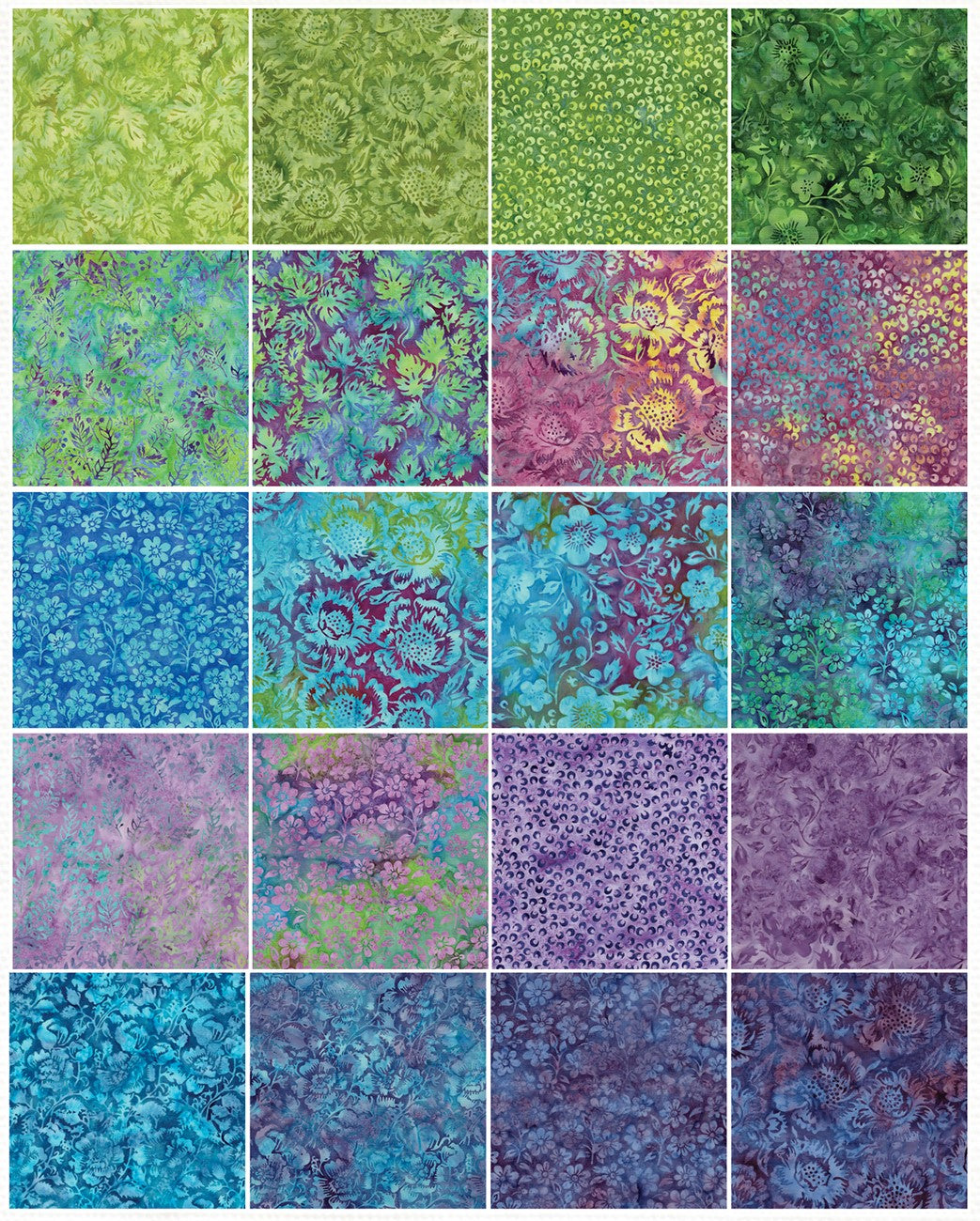10in Squares Springtime Bouquet 42pcs, 2 Pieces of Each Print