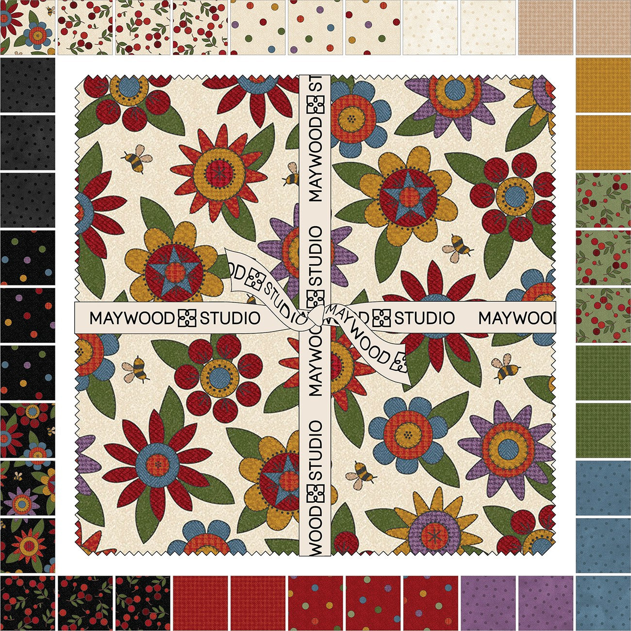 10in Squares Penny Flower Flannel 42pcs/bundle