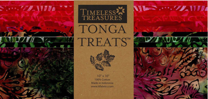 10in Squares Tonga Batik Geranium, 42pcs/bundle