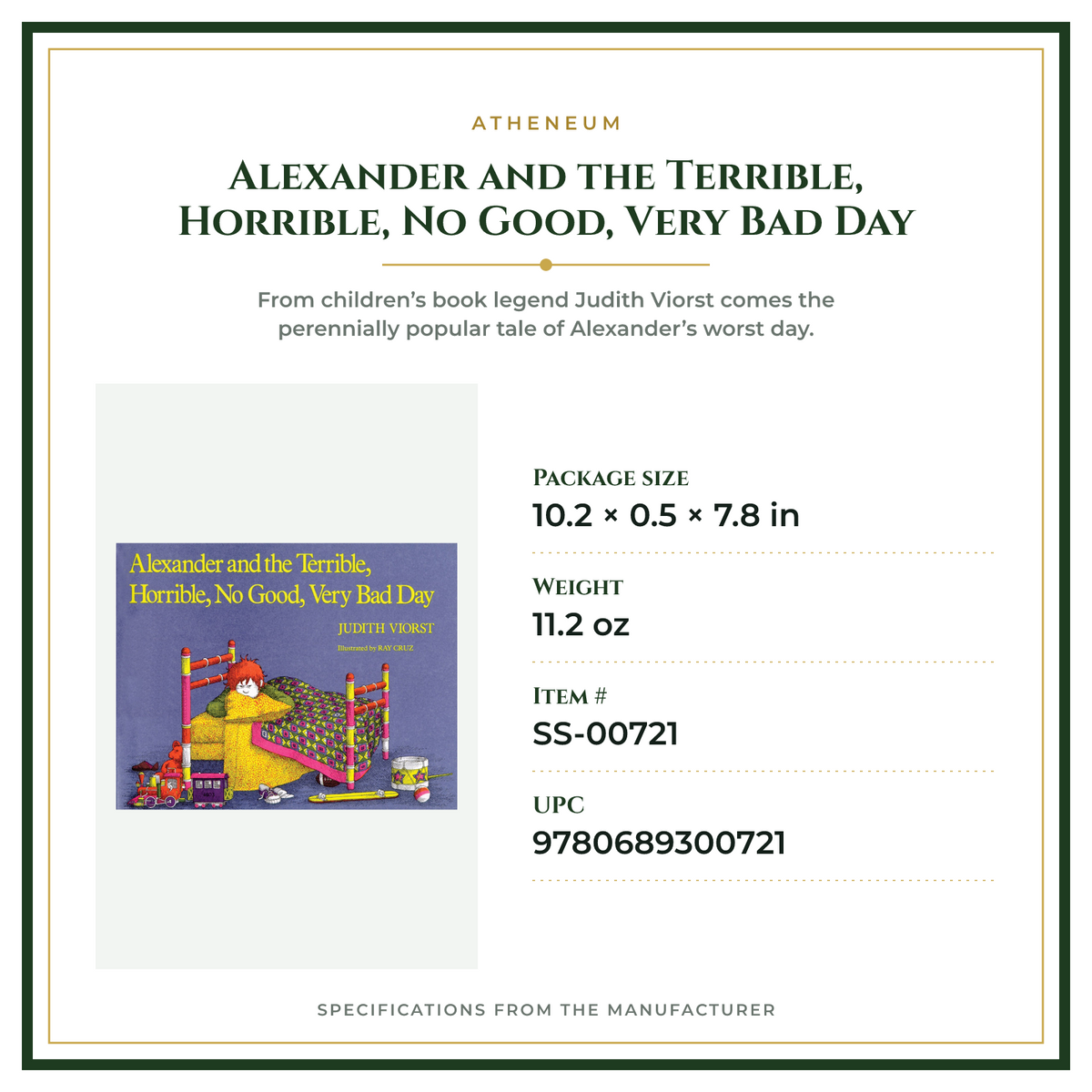 Product Specifications – Alexander and the Terrible, Horrible, No Good, Very Bad Day