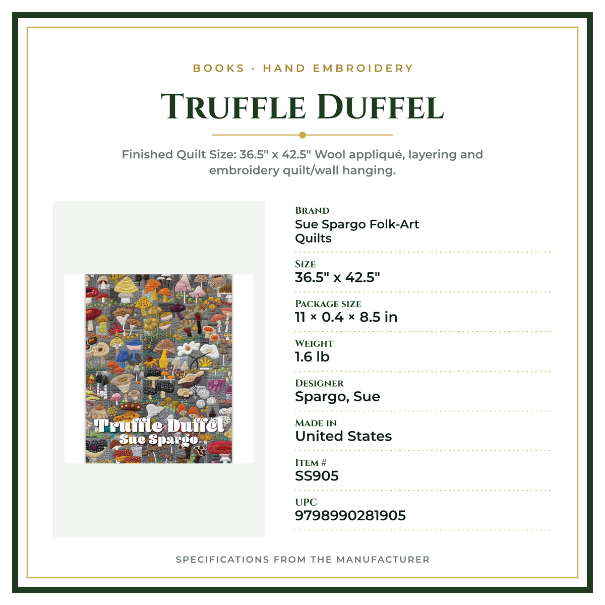 Product Specifications – Truffle Duffel