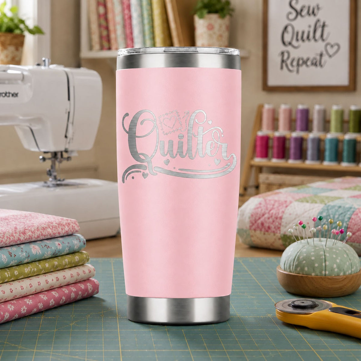 Quilter Pink Stainless Steel Tumbler 20oz