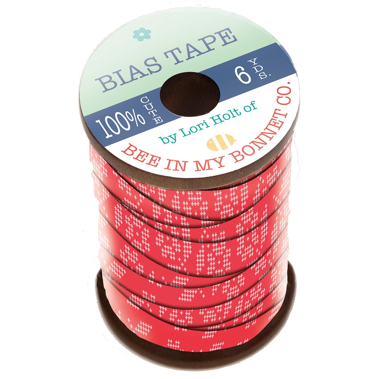 My Happy Place Stitch 1/2 Inch Bias Tape Red Flower