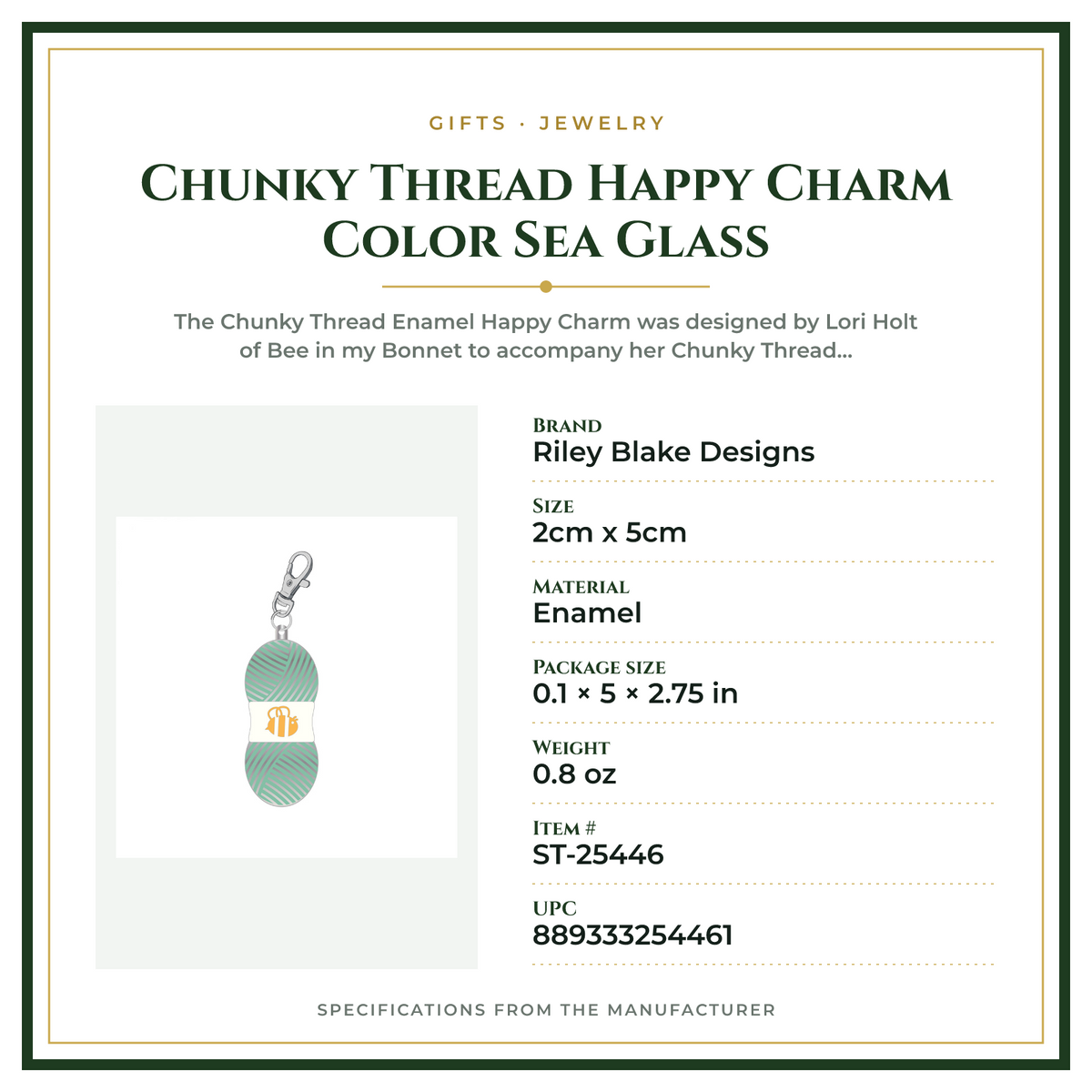 Product Specifications – Chunky Thread Happy Charm Color Sea Glass