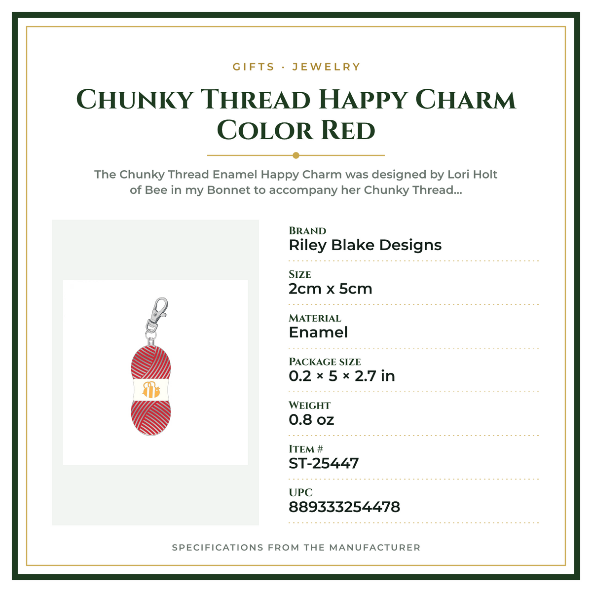 Product Specifications – Chunky Thread Happy Charm Color Red