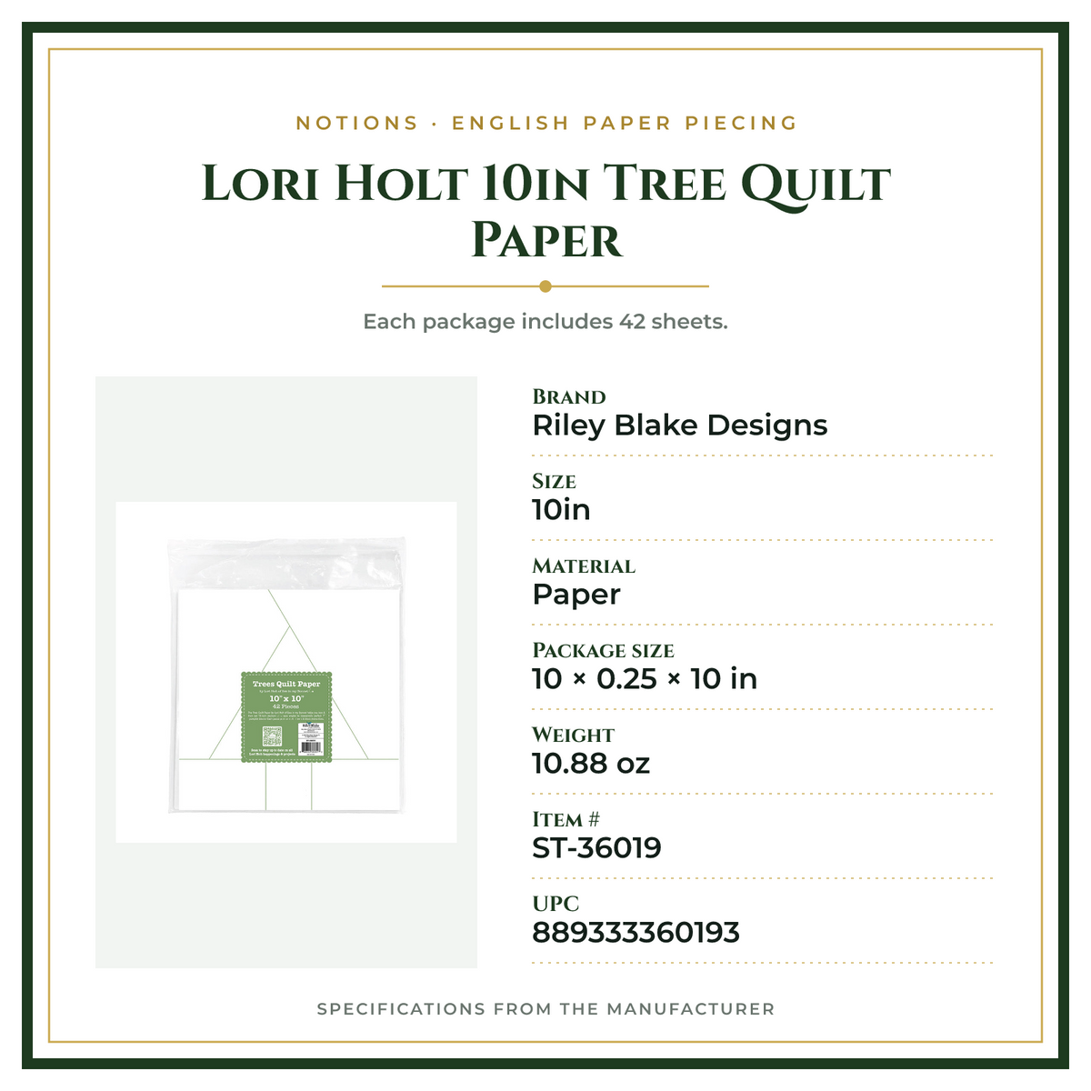 Product Specifications – Lori Holt 10in Tree Quilt Paper