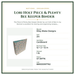 Product Specifications – Lori Holt Piece & Plenty Bee Keeper Binder