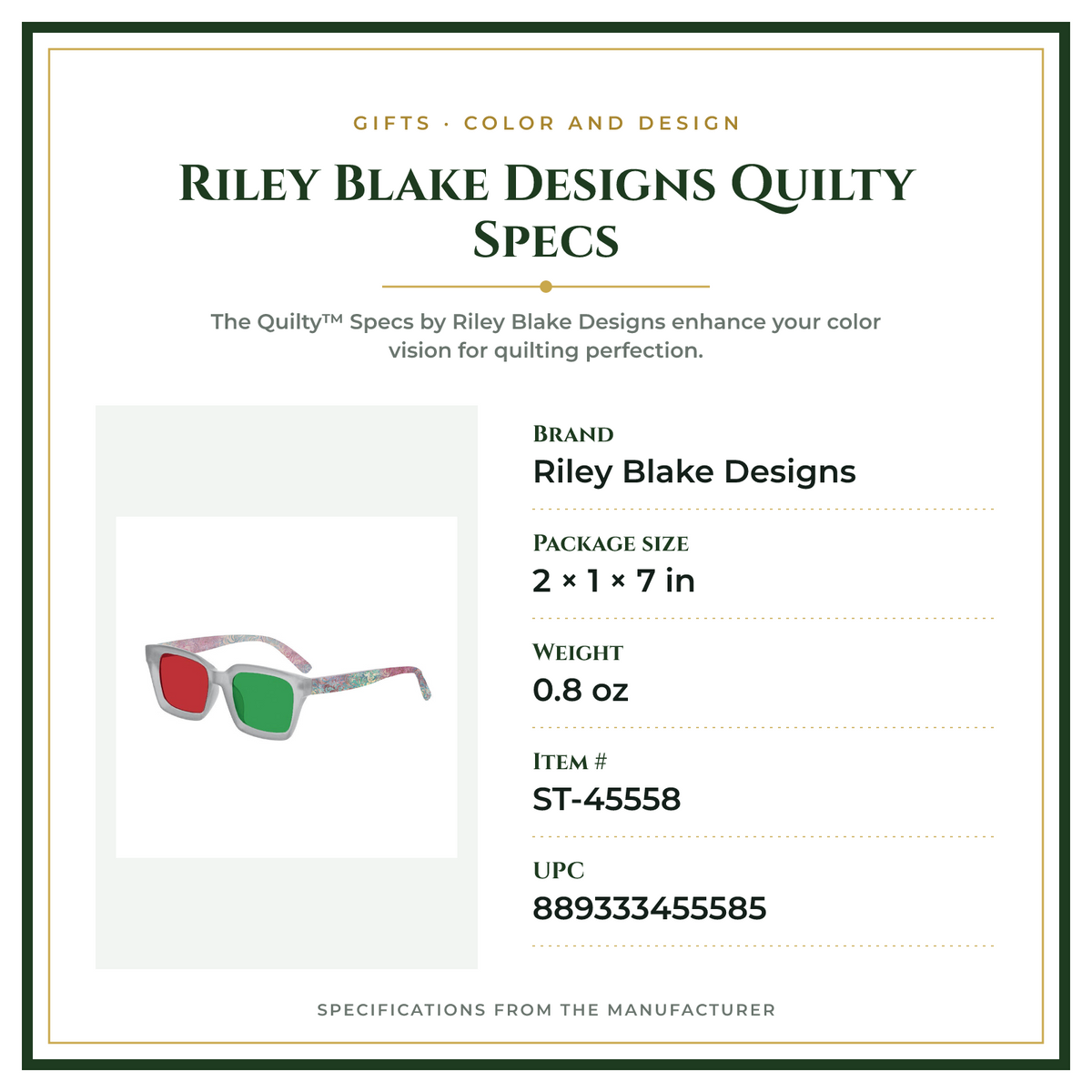 Product Specifications – Riley Blake Designs Quilty Specs