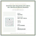 Product Specifications – SewTites Sew Magnetic 10-1/2in x 10-1/2in Ruler Right-Handed