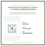 Product Specifications – SewTites Sew Magnetic 4-1/2in x 4-1/2in Ruler Right-Handed