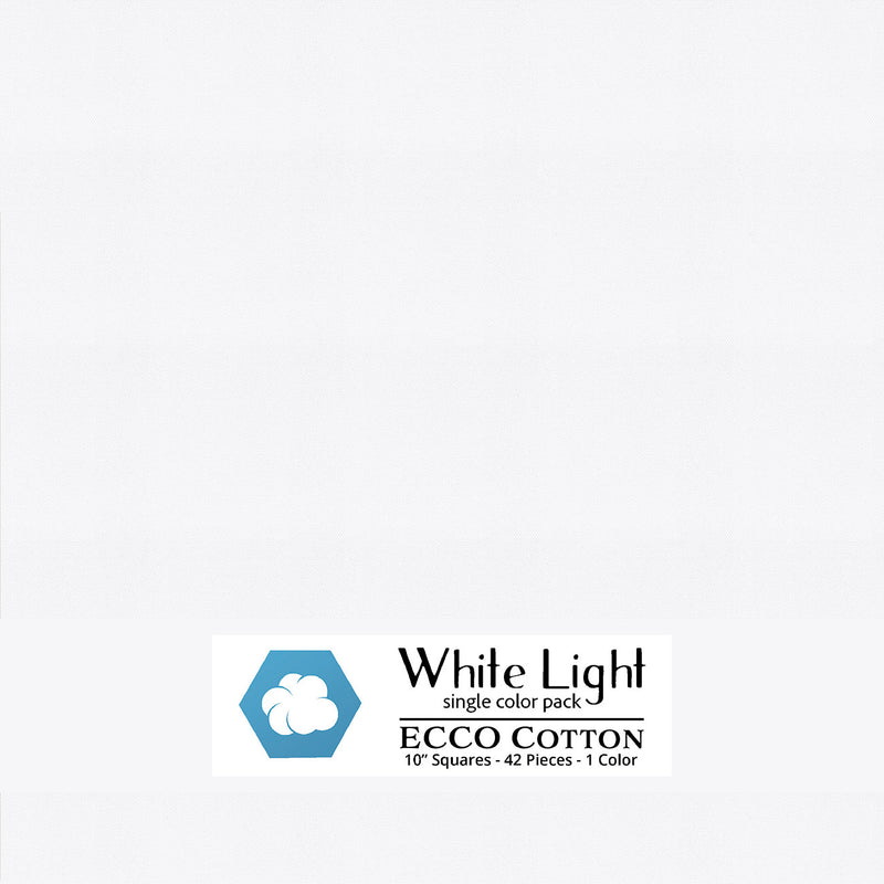 Ecco Cotton Solids White Light 10in Squares 42pc