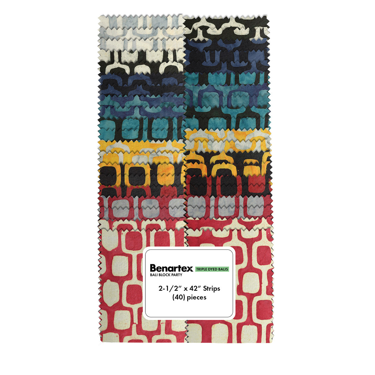 2-1/2in Strips, Bali Block Party, 40pcs/bundle