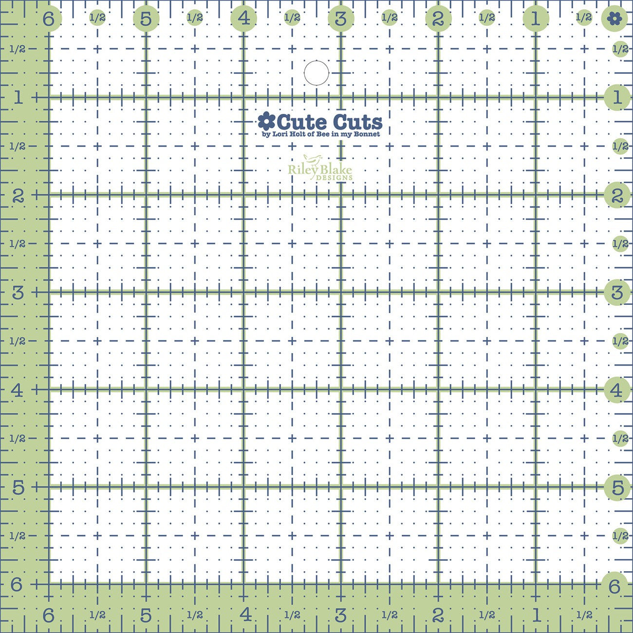 Cute Cut Ruler Square 6-1/2in x 6-1/2in