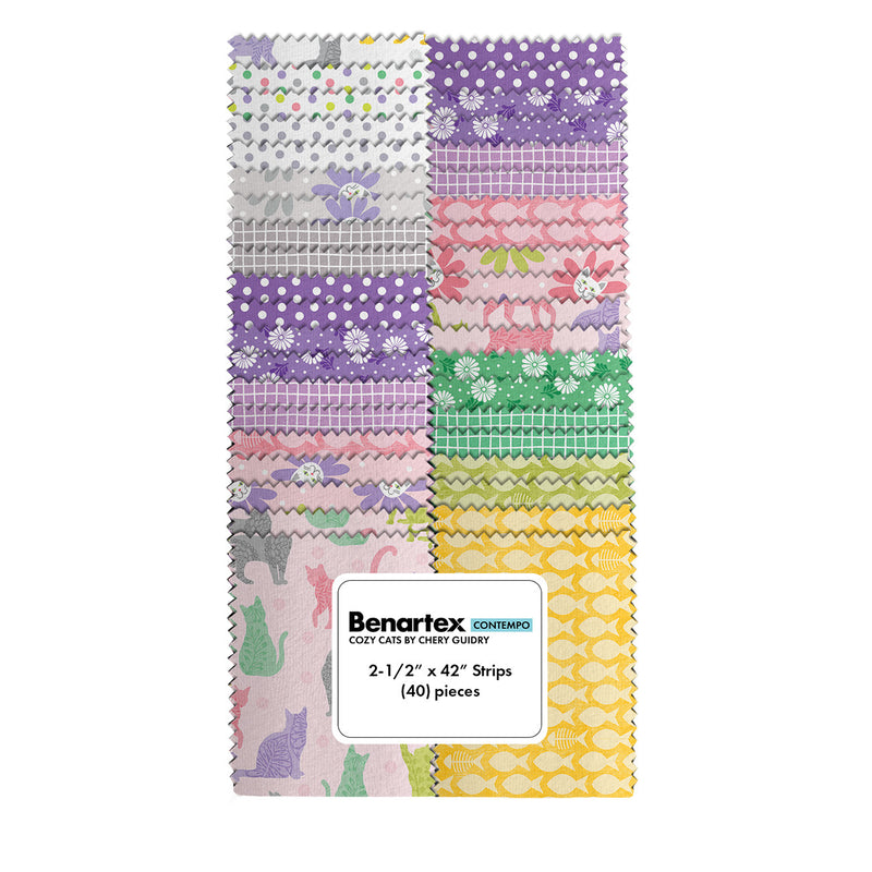 Cozy Cats 2-1/2in Strips, 40pcs/bundle