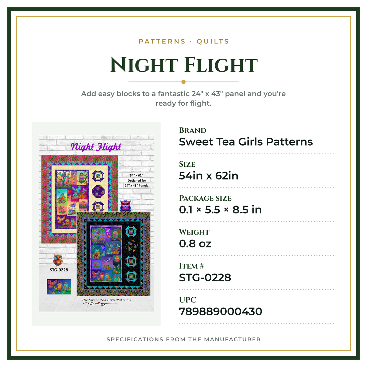 Product Specifications – Night Flight