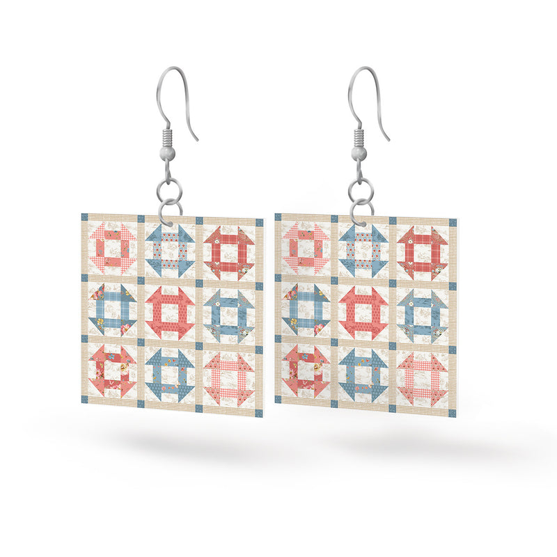 Leather Square Earrings Countryside