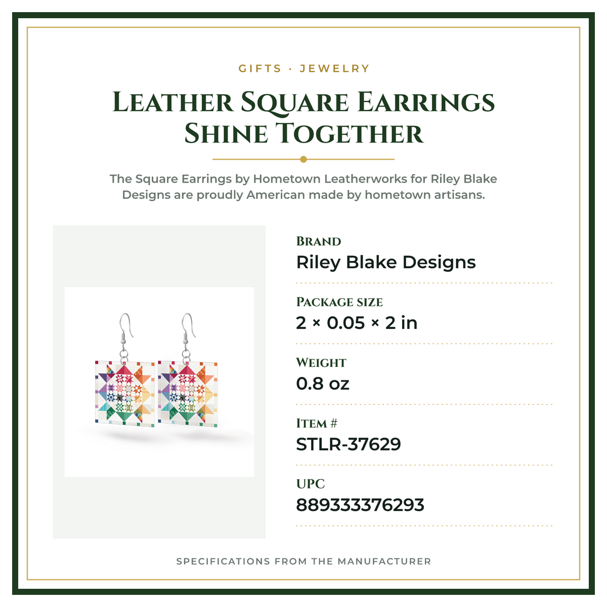 Product Specifications – Leather Square Earrings Shine Together