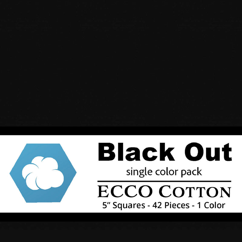 Ecco Cotton Solids Black Out 5in Squares 42pc