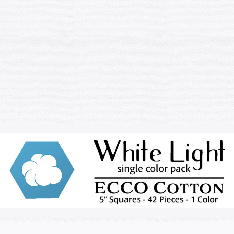 Ecco Cotton Solids White Light 5in Squares 42pc
