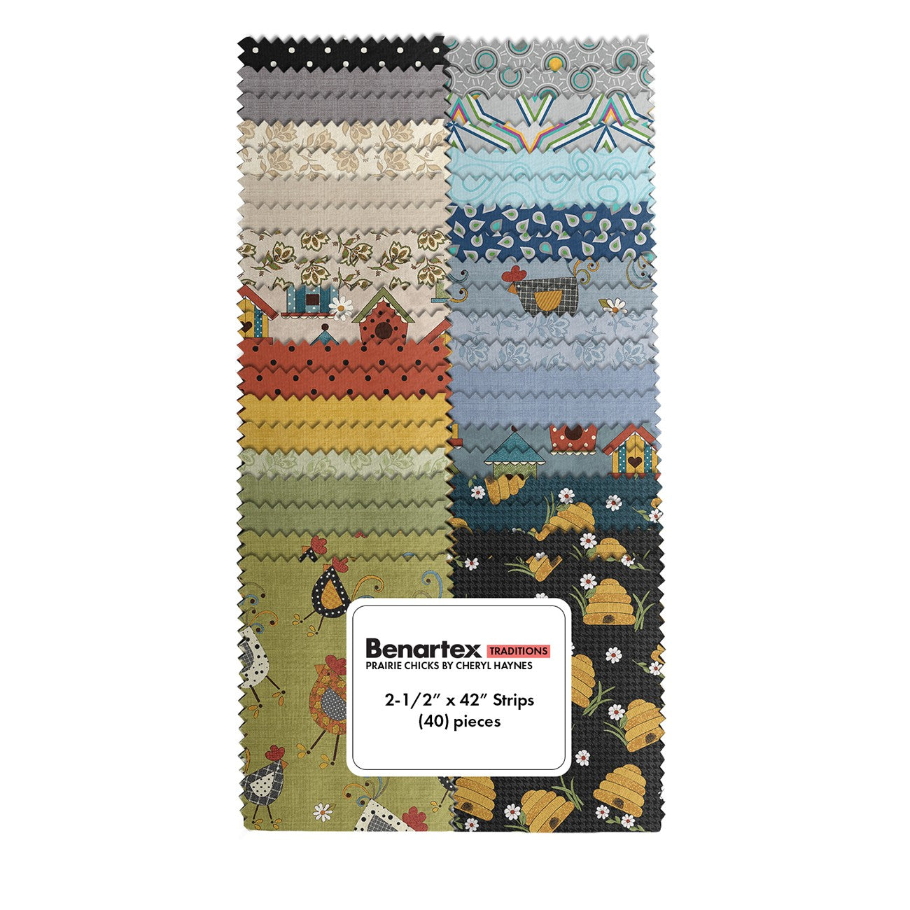 2.5in Strips Prairie Chicks, 40pcs/bundle