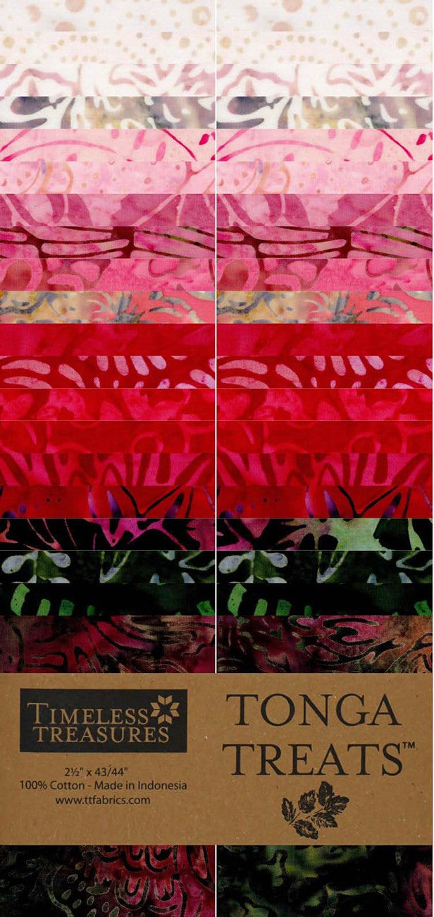 2.5in Strips Tonga Batik Geranium, 40pcs/bundle