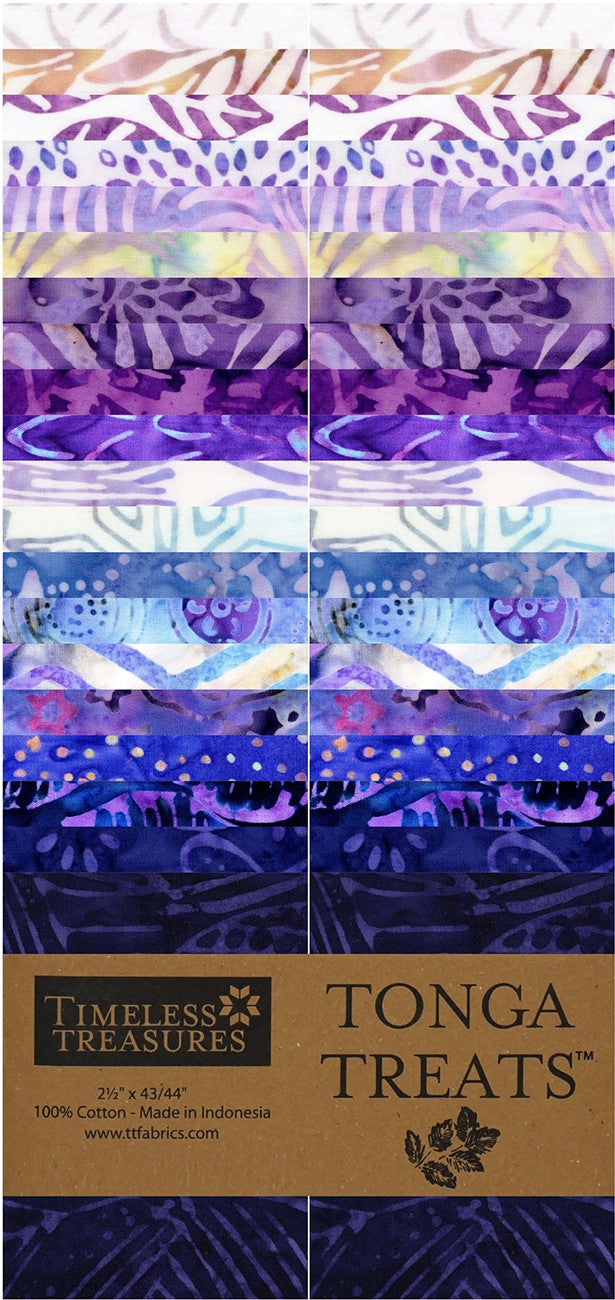 2.5in Strips Tonga Batik Lilac, 40pcs/bundle