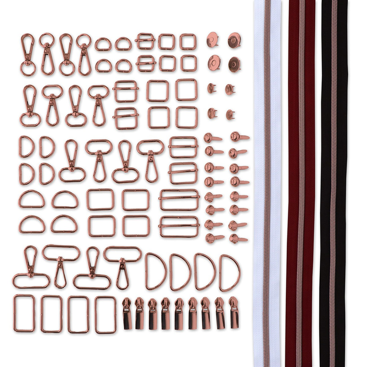 Essential Box Bundle Of Hardware & Zippers Rose Gold